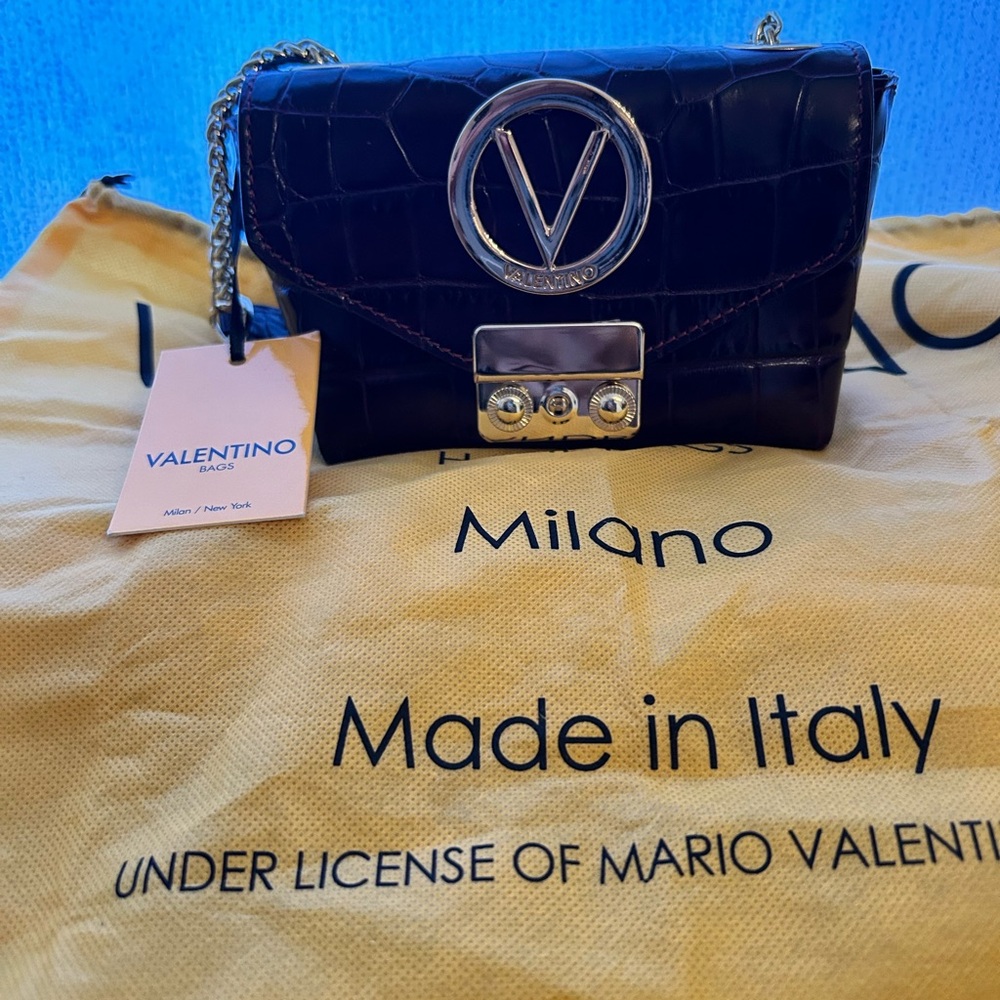 💕Valentino Croc-Embossed Crossbody Bag